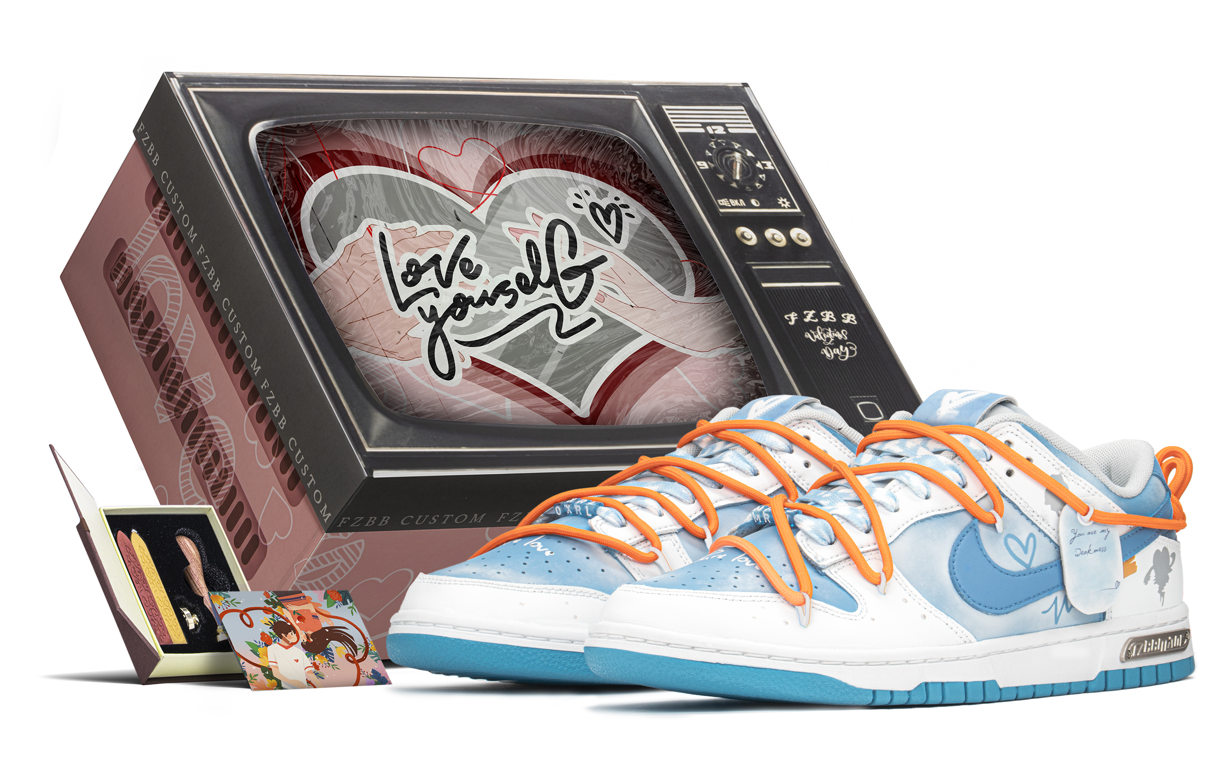 Buy 【カスタムシューズ】ナイキダンクロー「サマーブルーラブ」 DV0831-001(TeamA-DK澄空之爱)