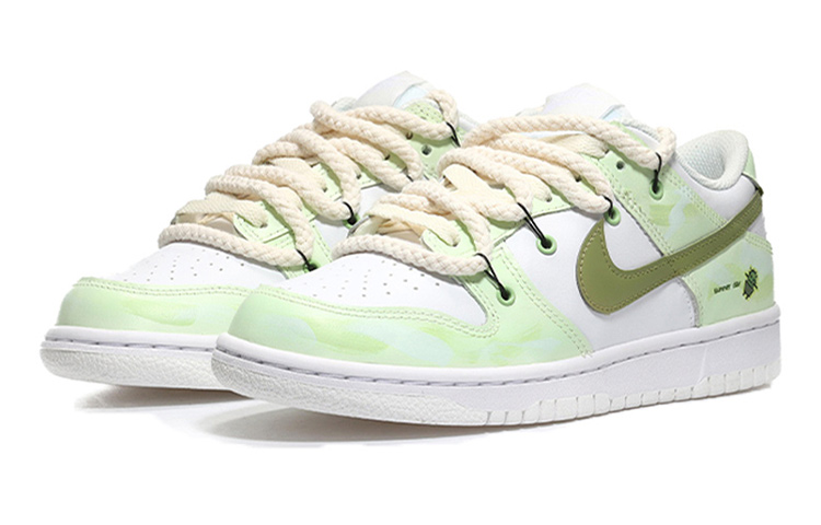 Lookbook [Sepatu Custom] Nike Dunk Low 'Summer Cactus Tie-Dye Laces Hari Valentine' DH9765-100(Team10-女款仙人掌绿)