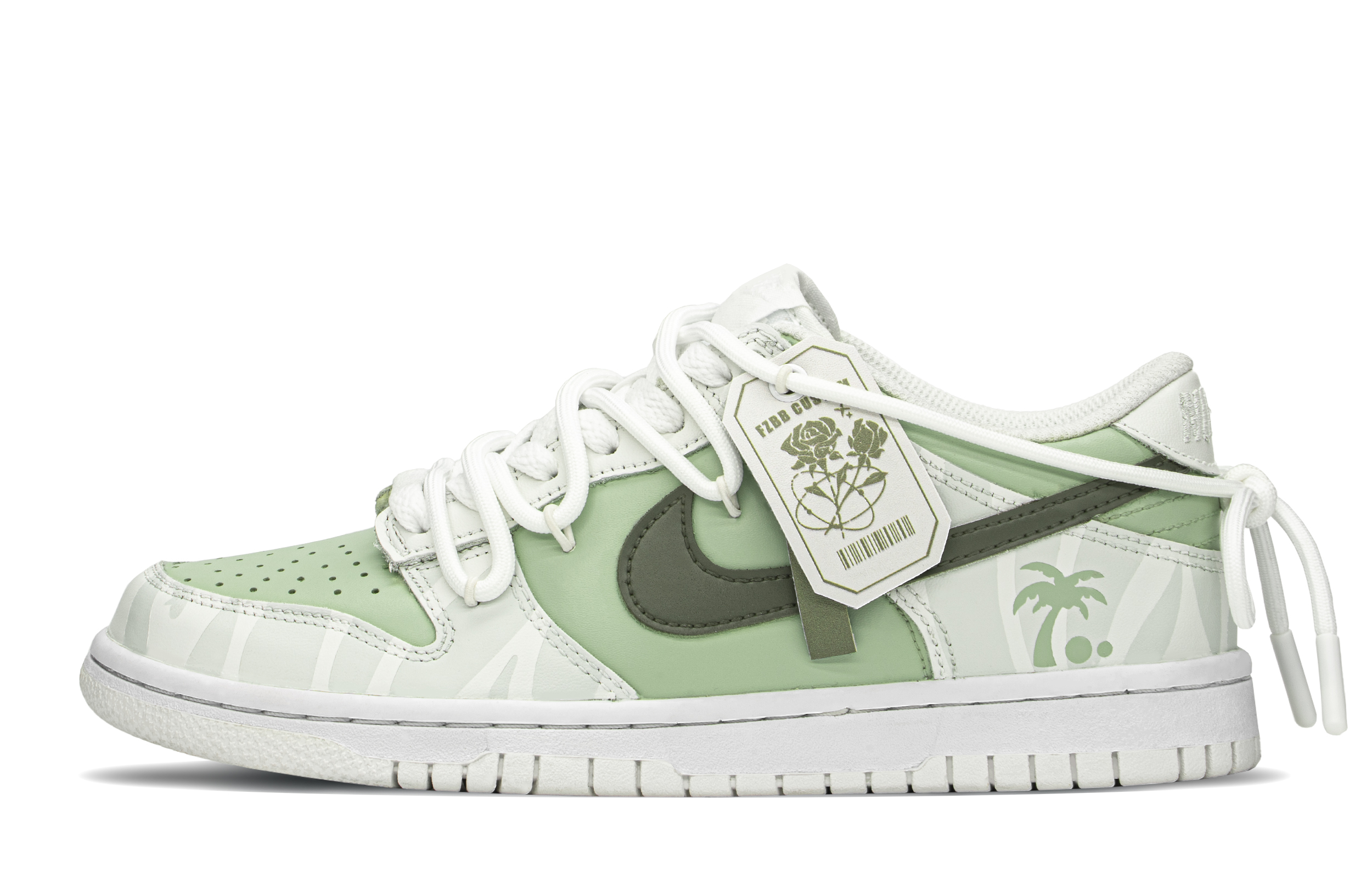 Buy [Sneakers Kustom] Nike Dunk Low 'Summer Coast Palm Tree Hijau-Putih' DH9765-100(TeamA-盛夏海岸)