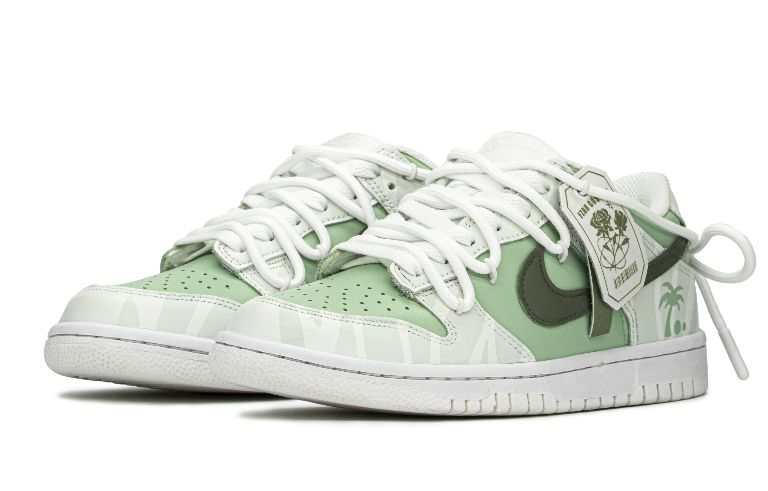 Lookbook [Sneakers Kustom] Nike Dunk Low 'Summer Coast Palm Tree Hijau-Putih' DH9765-100(TeamA-盛夏海岸)