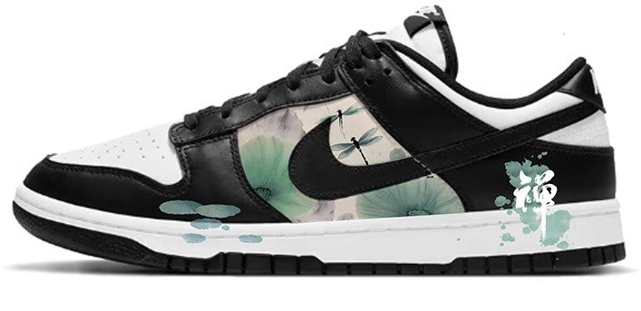 custom-shoes-nike-dunk-low-summer-green-dragonfly-black-white-panda