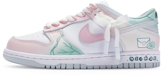 【定製球鞋】Nike Dunk Low 811製造 夏日來信 清爽簡約 蝴蝶結 手繪噴繪 防滑耐磨 低幫 板鞋 GS 白綠粉 Buy 【定製球鞋】Nike Dunk Low 811製造 夏日來信 清爽簡約 蝴蝶結 手繪噴繪 防滑耐磨 低幫 板鞋 GS 白綠粉