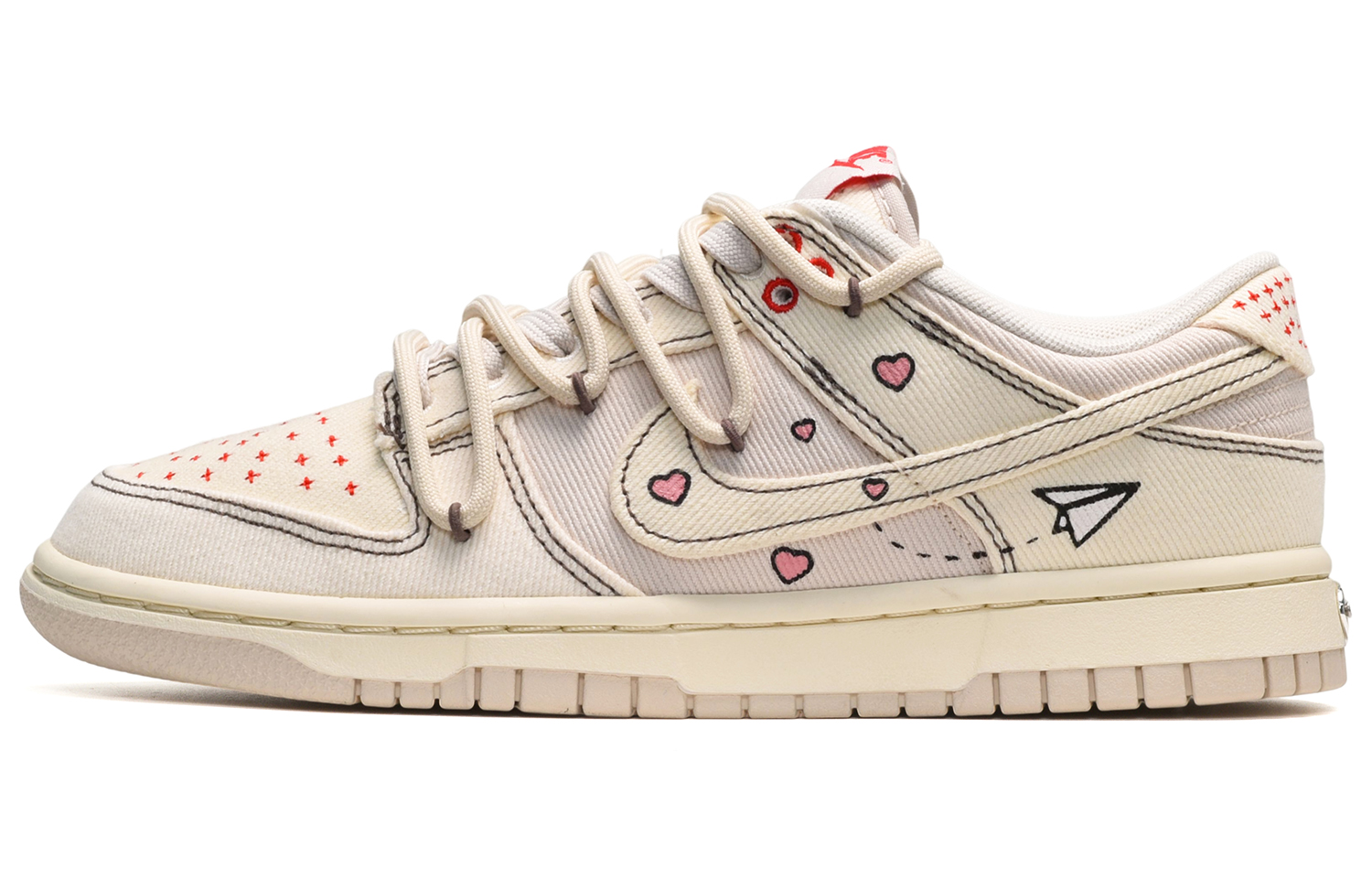 Buy 【訂製球鞋】Nike Dunk Low 復古風 夏日清爽 愛心情書 低筒 板鞋 男女同款 米白粉