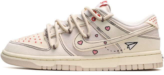 【訂製球鞋】Nike Dunk Low 復古風 夏日清爽 愛心情書 低筒 板鞋 男女同款 米白粉 Buy 【訂製球鞋】Nike Dunk Low 復古風 夏日清爽 愛心情書 低筒 板鞋 男女同款 米白粉