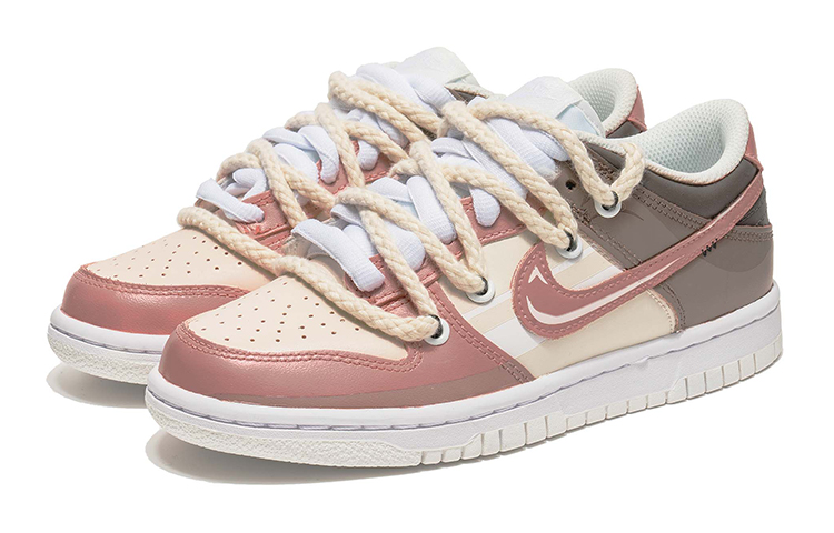 Lookbook 【訂製球鞋】 Nike Dunk Low 野鶴製造 夏日風 復古色系 馬卡龍 解構雙鞋帶 禮盒 低幫 板鞋 GS 棕粉