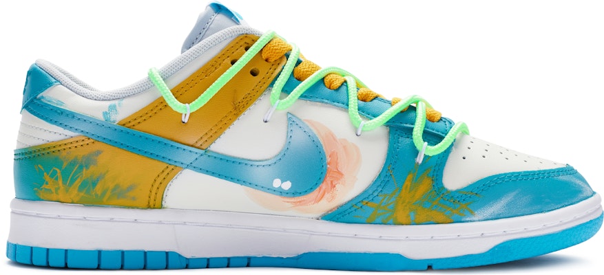 【定製球鞋】Nike Dunk Low BIGNIU 解構 飛濺夏日 手繪噴繪 低筒 滑板鞋 男款 藍白黃 Order 【定製球鞋】Nike Dunk Low BIGNIU 解構 飛濺夏日 手繪噴繪 低筒 滑板鞋 男款 藍白黃
