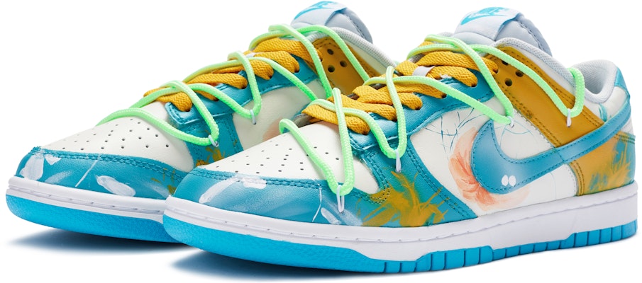 【定製球鞋】Nike Dunk Low BIGNIU 解構 飛濺夏日 手繪噴繪 低筒 滑板鞋 男款 藍白黃 Lookbook 【定製球鞋】Nike Dunk Low BIGNIU 解構 飛濺夏日 手繪噴繪 低筒 滑板鞋 男款 藍白黃