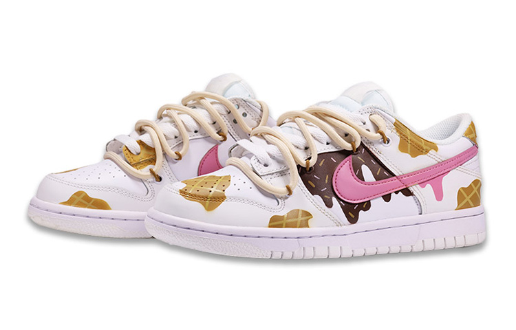 Lookbook [Zapatillas Personalizadas] Nike Dunk Low 'Helado Waffle de Verano' DH9765-100(TeamF-女款华夫冰淇淋粉白)
