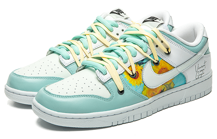Lookbook 【訂製球鞋】 Nike Dunk Low 野鶴製造 復古油畫風主題 向日葵 解構雙鞋帶 特殊禮盒版 低幫 板鞋 男款 白藍黃
