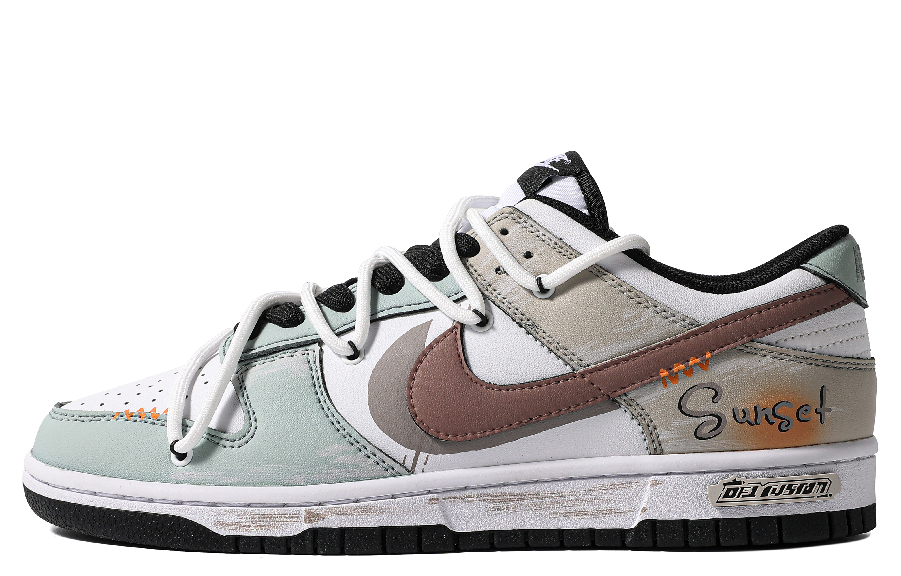 [Custom Shoes] Nike Dunk Low 'Sunset Black Brown Green'