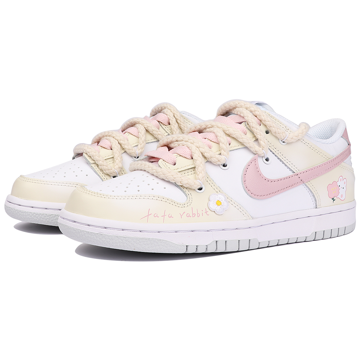 Lookbook [Zapatos Personalizados] Nike Dunk Low 'Sweetheart Rosa-Blanco' DH9765-102(TeamThree-抱抱兔SBOX)