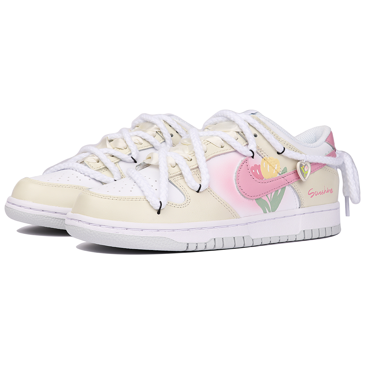 Lookbook [Zapatillas Personalizadas] Nike Dunk Low 'Sweetheart Rosa-Blanco' DH9765-102(TeamThree-女款花季恋语)