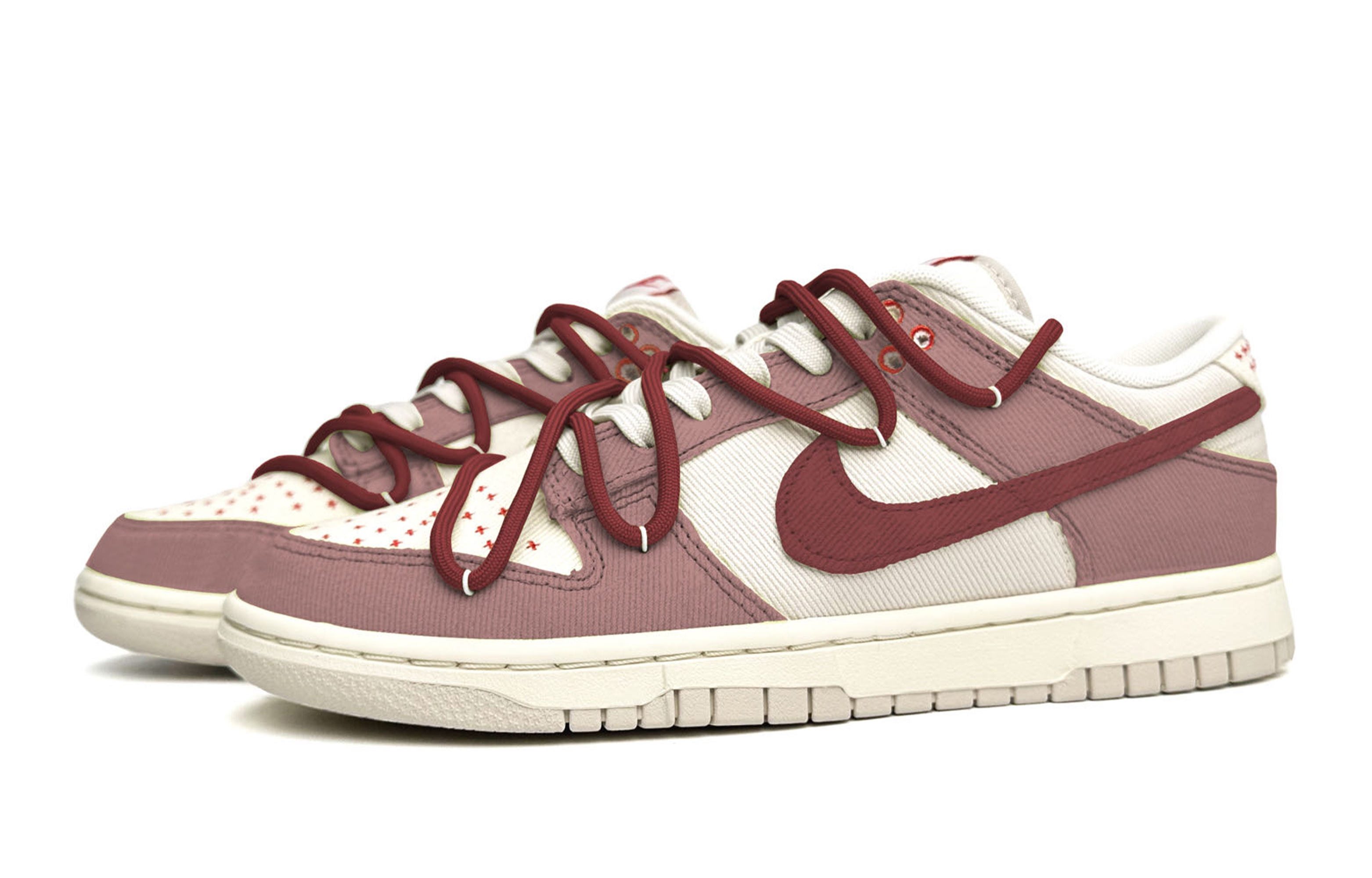 Lookbook [定制鞋] Nike Dunk Low '甜心丝绒' DV0834-100(Team11-甜心丝绒男款白红)