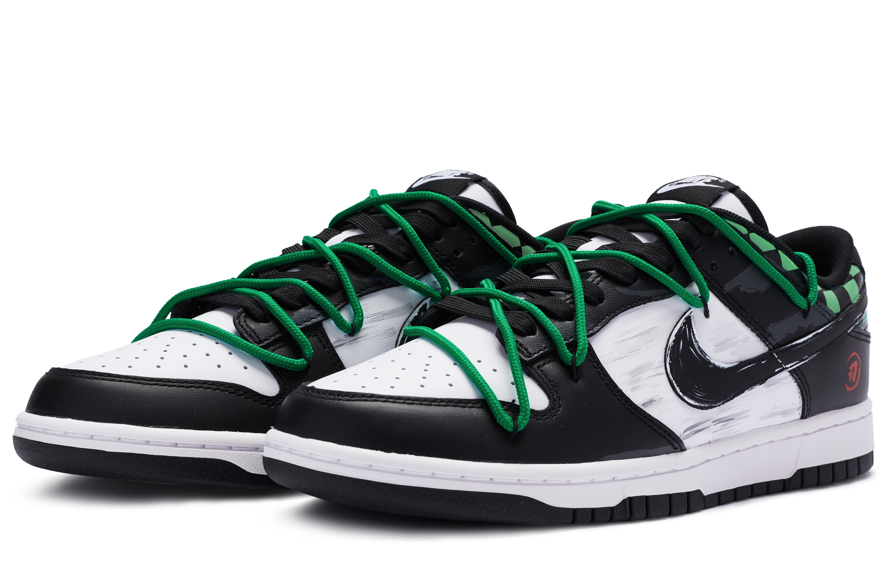 Lookbook Zapatillas Nike Dunk Low 'Tanjiro Desconstruido Negro Blanco Verde' DD1391-100(TeamR-男款炭治郎)