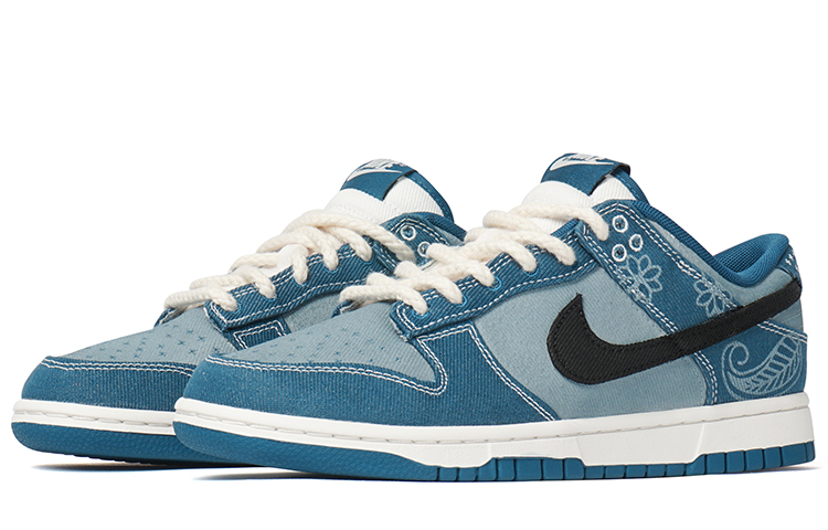 Lookbook [定制鞋] 耐克Dunk低帮 '纹身牛仔 - 工业蓝黑' DV0834-101(Team拾柒-男款低帮纹身牛仔板鞋)
