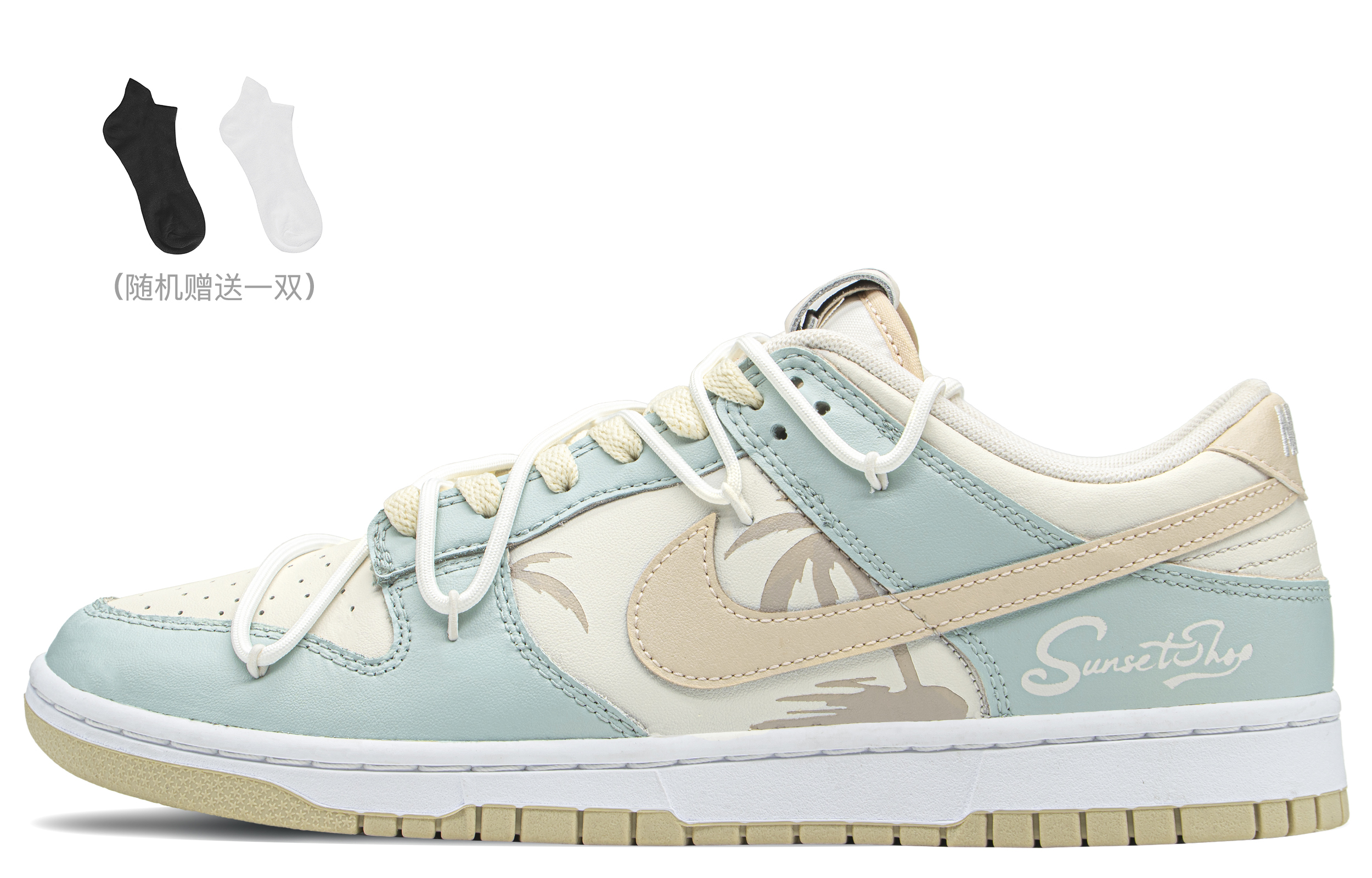 Buy [定制鞋款] 耐克Dunk Low'茶主题极简涂鸦复古奶油蓝' DV0831-003-478302