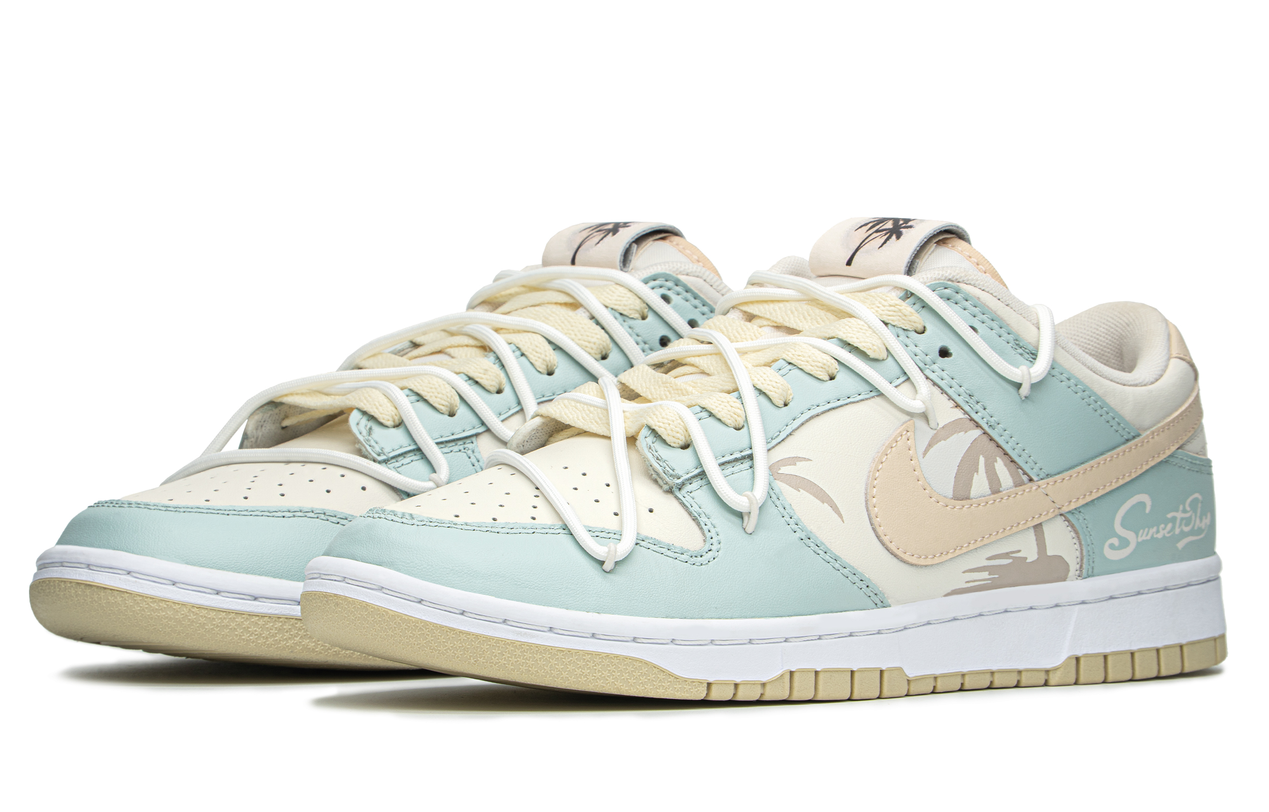 Lookbook [定制鞋款] 耐克Dunk Low'茶主题极简涂鸦复古奶油蓝' DV0831-003-478302