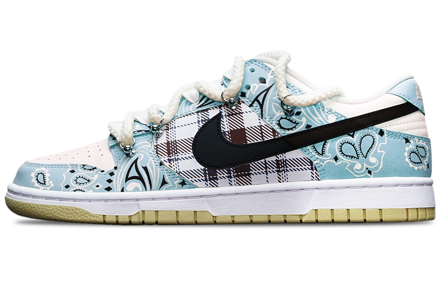 Buy [Nike Custom] Dunk Low 'Team Gold Paisley' Sepatu Emas Tim Paisley DV0833-100(TeamT-腰果花蓝白S-BOX)