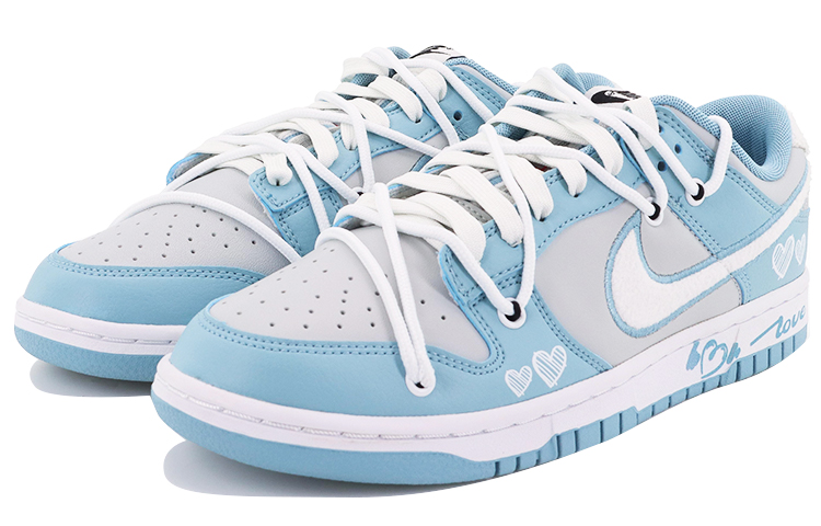 Lookbook [Sepatu Kustom] Nike Dunk Low 'Telepati Biru Abu Putih Cinta' FB1871-011(Team10-心电感应）