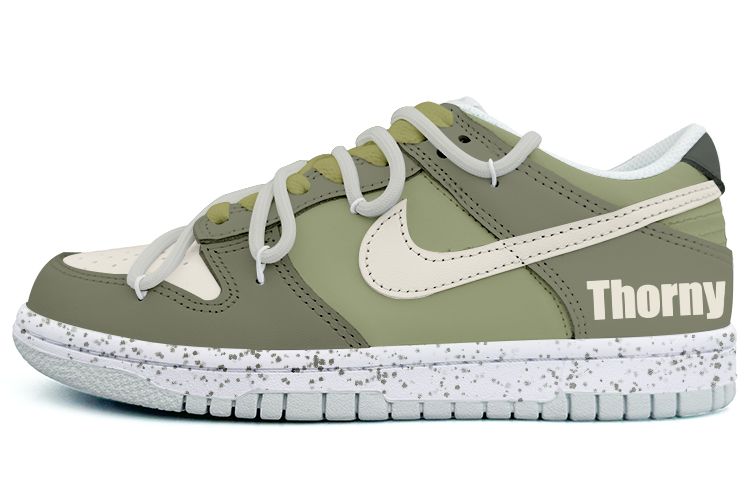 Buy 【客製球鞋】Nike Dunk Low 荊棘綠影 米綠 復古 小眾 潮流 解構鞋帶 防滑減震 低筒 板鞋 GS