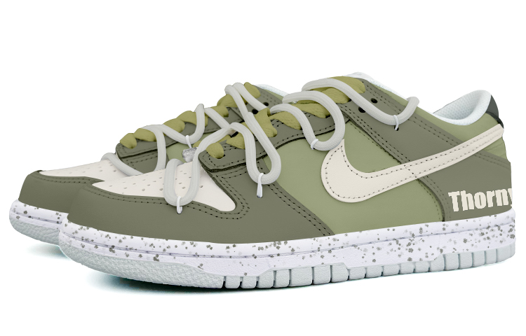 Lookbook 【客製球鞋】Nike Dunk Low 荊棘綠影 米綠 復古 小眾 潮流 解構鞋帶 防滑減震 低筒 板鞋 GS