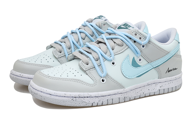 Lookbook 【訂製球鞋】 Nike Dunk Low 揮墨 雙鉤 蒂芙尼藍 簡約 低筒 板鞋 GS 灰藍色