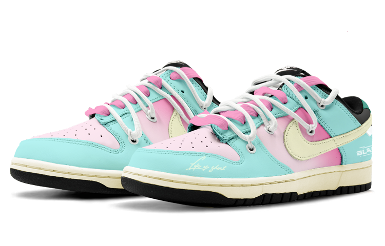 Lookbook [Kasut Custom] Nike Dunk Low 'Hijau Tiffany-Pink Vibe' CW1590-100(TeamK-蒂芙尼绿S-BOX)