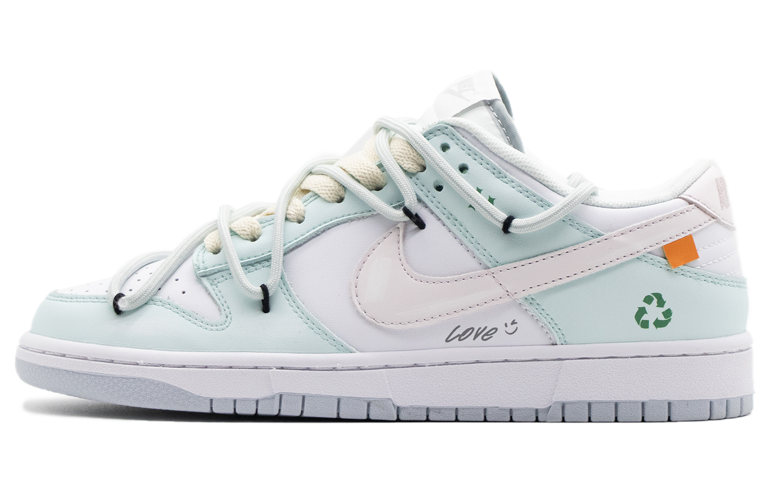 Buy 【定製球鞋】 Nike Dunk Low 嘉陵水綠 戶外 穿搭 清新 簡約風 蒂芙尼 解構 復古做舊 低筒 板鞋 GS 白綠