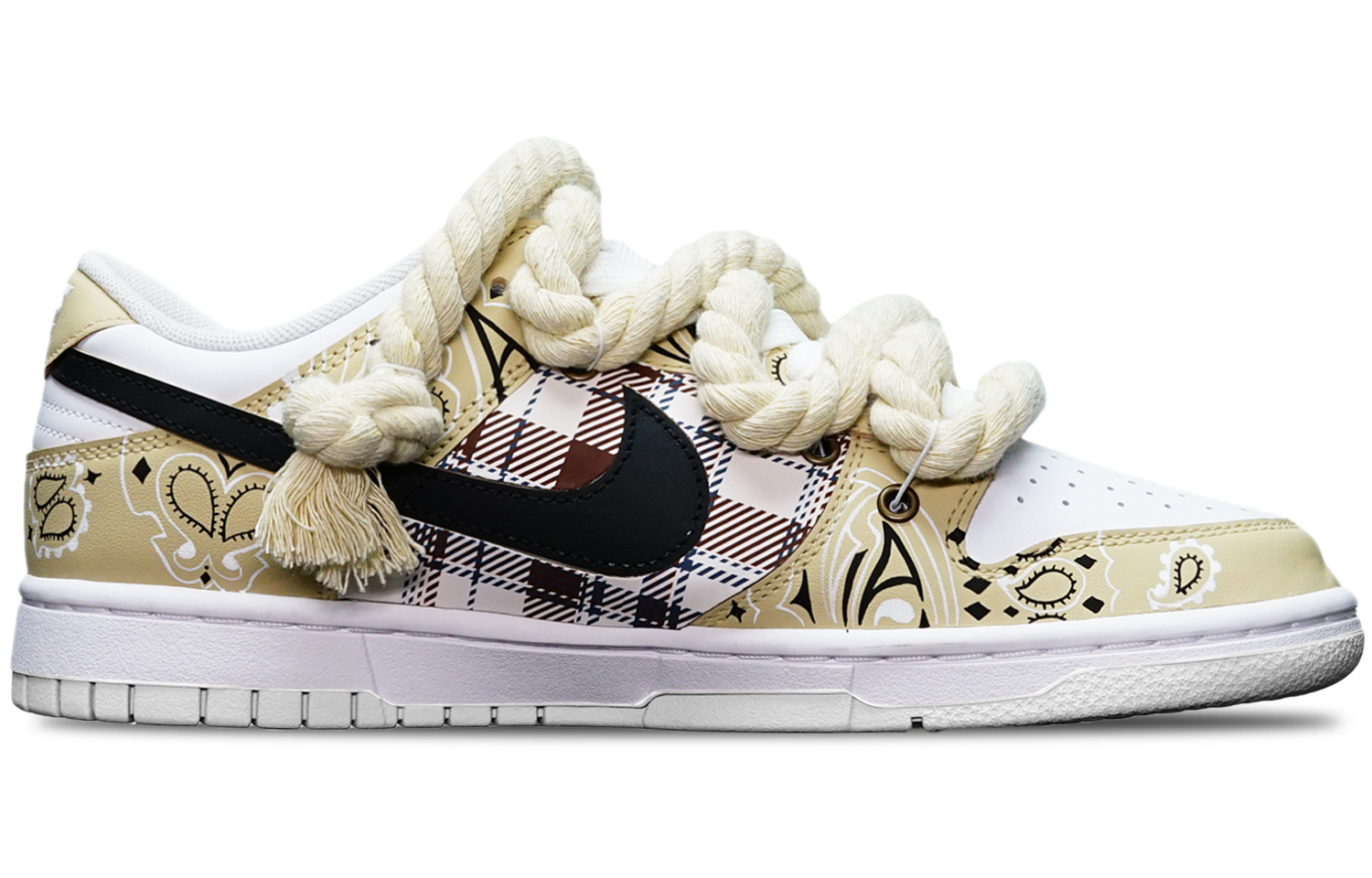 Order [Zapatillas Personalizadas] Nike Dunk Low 'TS Paisley Plaid' DH9765-100(TeamT-麻花鞋带米白S-BOX)