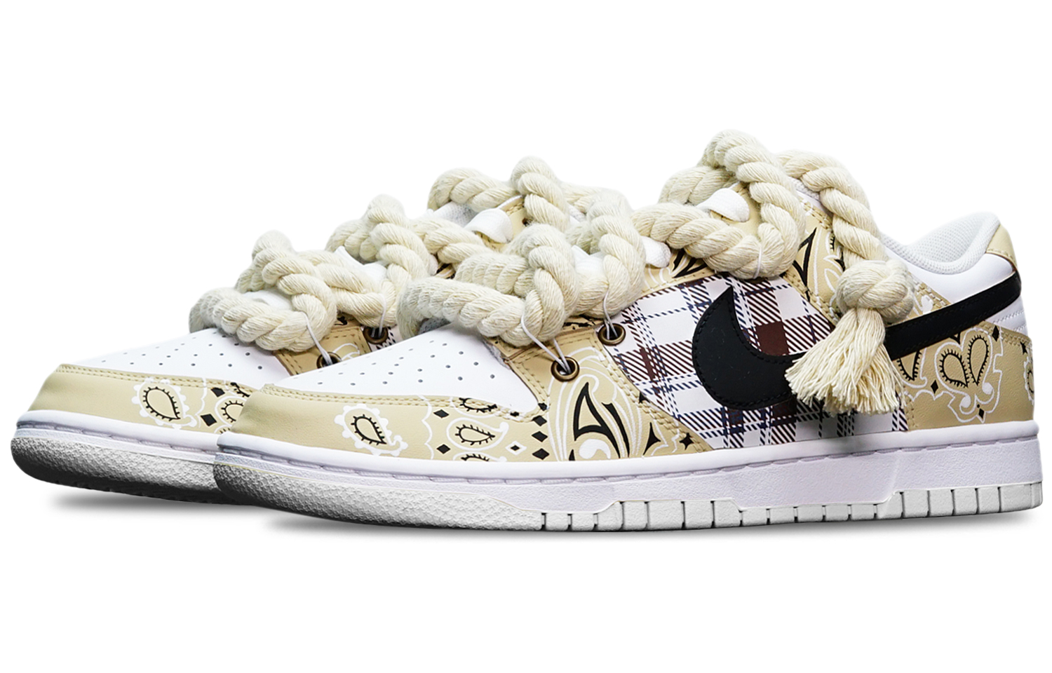 Lookbook [Zapatillas Personalizadas] Nike Dunk Low 'TS Paisley Plaid' DH9765-100(TeamT-麻花鞋带米白S-BOX)