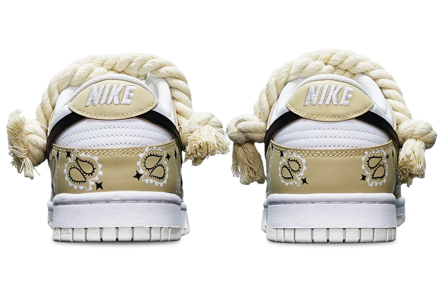 Shop [Zapatillas Personalizadas] Nike Dunk Low 'TS Paisley Plaid' DH9765-100(TeamT-麻花鞋带米白S-BOX)