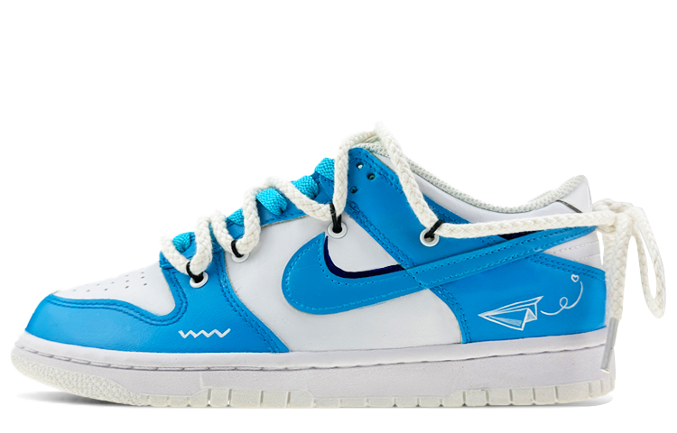 Buy 【定制球鞋】 Nike Dunk Low 紙飛機 解構鞋帶 線條 愛心 低幫 板鞋 GS 北卡藍