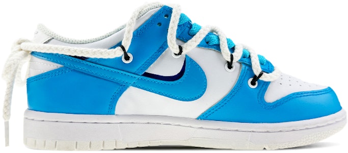 【定制球鞋】 Nike Dunk Low 紙飛機 解構鞋帶 線條 愛心 低幫 板鞋 GS 北卡藍 Order 【定制球鞋】 Nike Dunk Low 紙飛機 解構鞋帶 線條 愛心 低幫 板鞋 GS 北卡藍