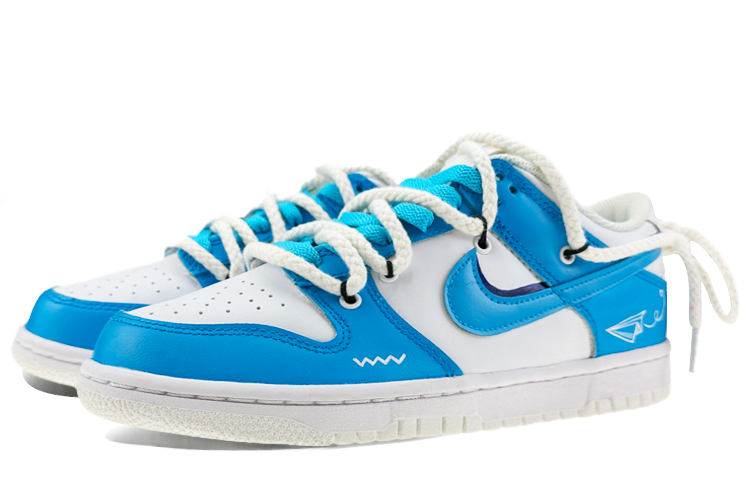 Lookbook 【定制球鞋】 Nike Dunk Low 紙飛機 解構鞋帶 線條 愛心 低幫 板鞋 GS 北卡藍