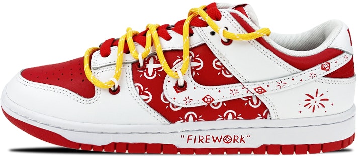 custom-shoes-nike-dunk-low-university-red-new-year-s-fireworks-paper-cutting-graffiti