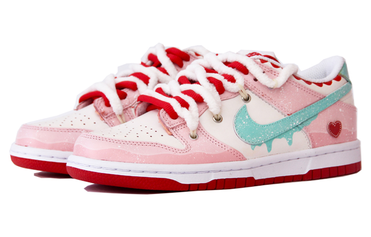Lookbook [Kasut Custom] Nike Dunk Low 'University Red Splatter' CW1590-600(TeamJ-情人节限定主题粉色女款)