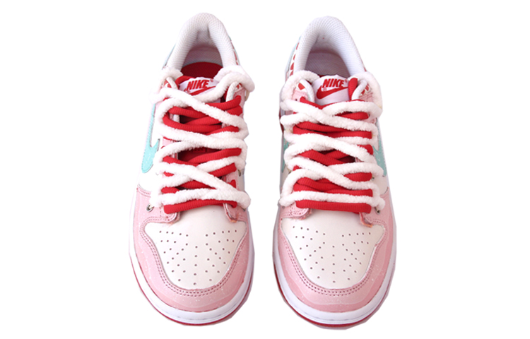 Shop [Kasut Custom] Nike Dunk Low 'University Red Splatter' CW1590-600(TeamJ-情人节限定主题粉色女款)