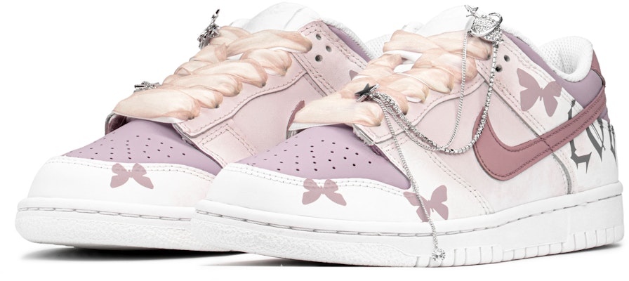 【定制球鞋】Nike Dunk Low 情人節禮盒 解構 蝴蝶 絲綢 低幫 板鞋 GS 粉白 Lookbook 【定制球鞋】Nike Dunk Low 情人節禮盒 解構 蝴蝶 絲綢 低幫 板鞋 GS 粉白