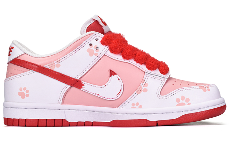 Lookbook [Kasut Custom] Nike Dunk Low 'Hari Valentine Cetakan Tapak Kucing' DD1391-600(TeamE-男款猫爪白粉红)