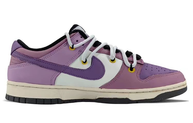 Order 【定制球鞋】Nike Dunk Low 情人節 解構鞋帶 氧化做舊 水仙花 低幫 板鞋 GS 紫色
