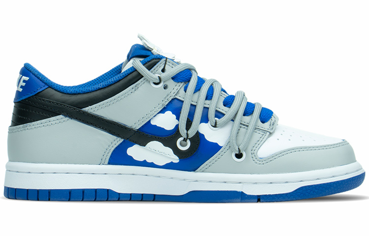 Order 【定製球鞋】Nike Dunk Low 情人節禮盒 解構 克萊因藍 塗鴉 清新小雛菊 低幫 板鞋 GS 白灰藍
