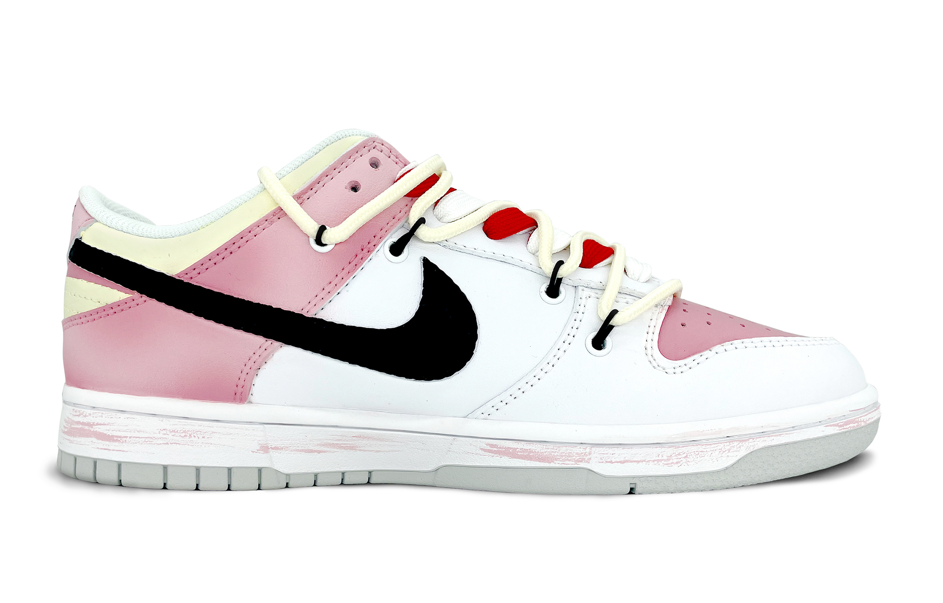 Order 【定製球鞋】Nike Dunk Low 情人結 七夕 復古解構 嘻哈 辣妹風 甜酷 潮流塗鴉 簡約 防滑耐磨 低筒 滑板鞋 GS 粉白