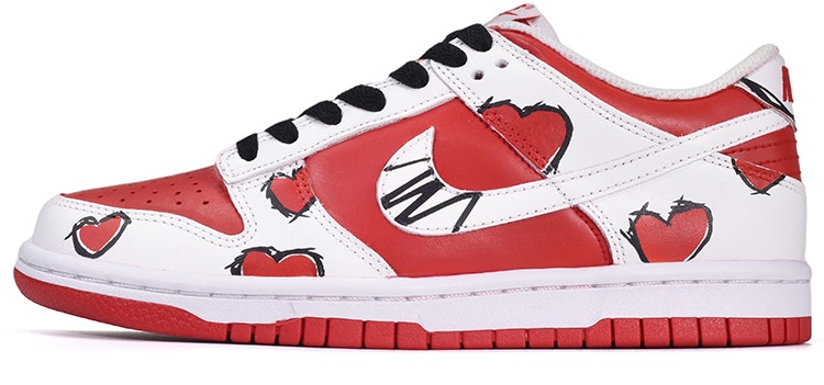 custom-shoes-nike-dunk-low-valentine-s-day-university-red-hand-painted-hearts