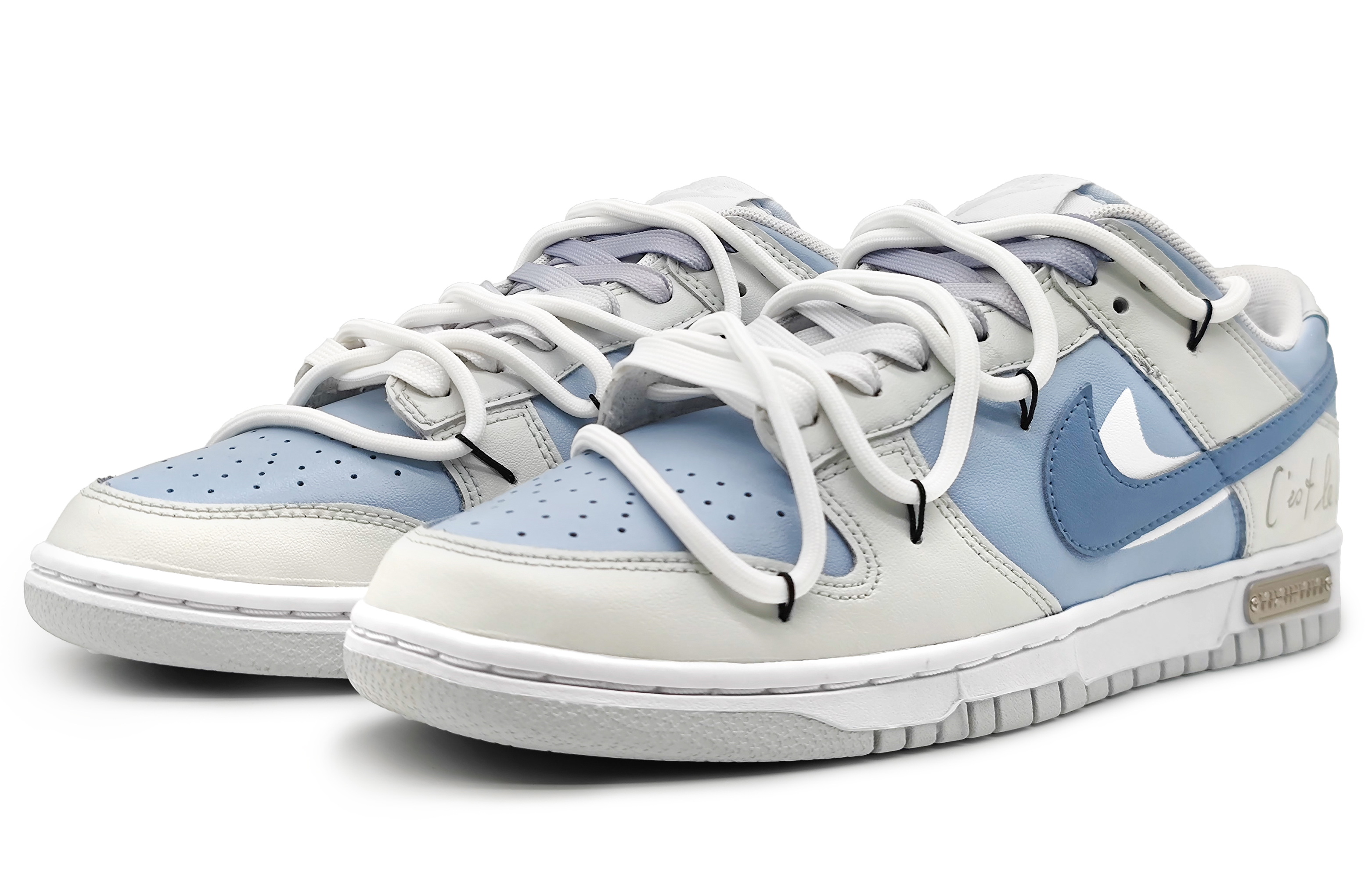 Lookbook [客製化鞋款] 耐克 Dunk Low '香草藍莓 - 藍灰' DV0831-101(Team16-男款蓝莓啵啵解构)