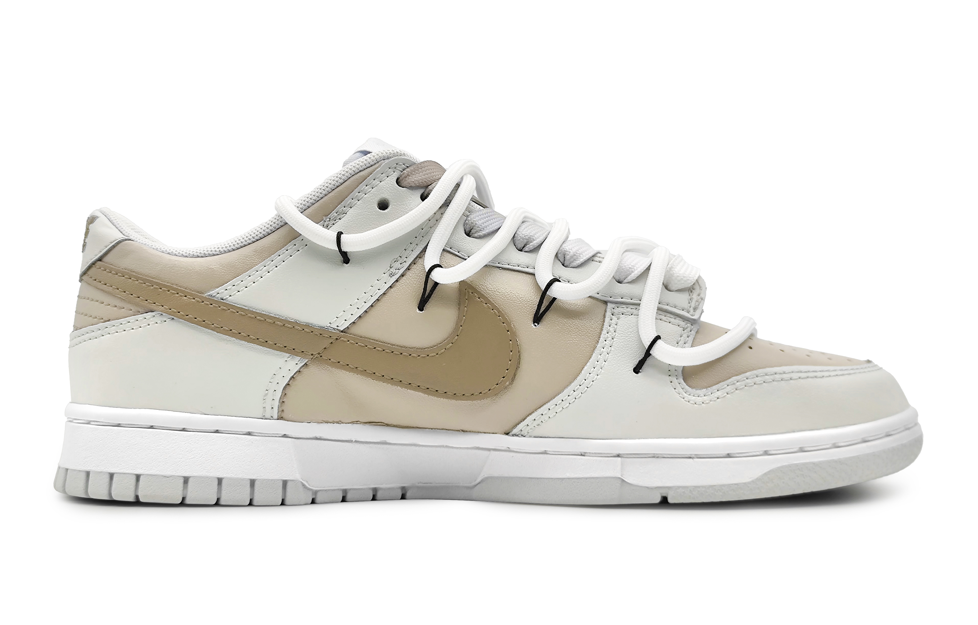 Order 【客製球鞋】Nike Dunk Low 朦朧香草 布丁可可 簡約小清新 雙勾 解構雙鞋帶 低筒 板鞋 GS 棕灰