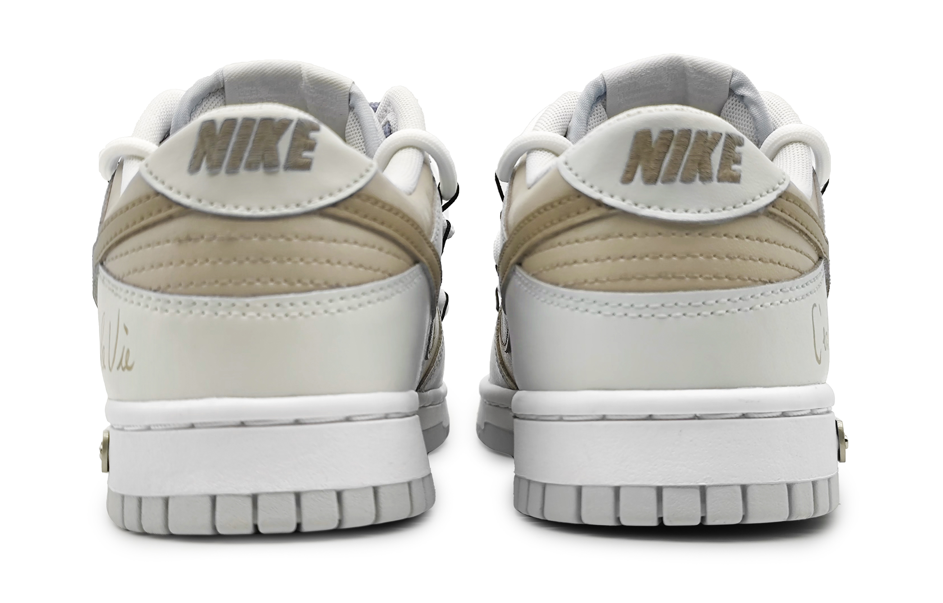 Purchase 【客製球鞋】Nike Dunk Low 朦朧香草 布丁可可 簡約小清新 雙勾 解構雙鞋帶 低筒 板鞋 GS 棕灰