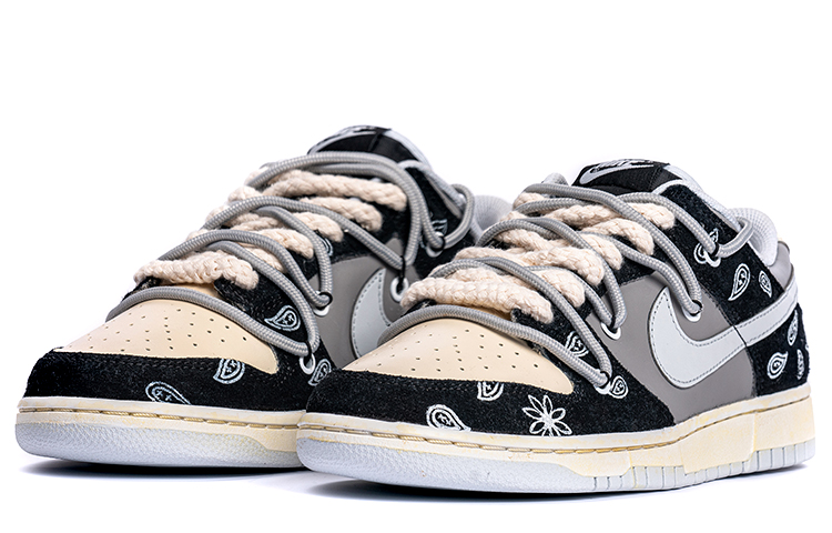 Lookbook Nike Dunk Low カスタム「鶴と花」(ツルとハナ) DH7913-001(TeamB-男女款腰果花解构鞋带)