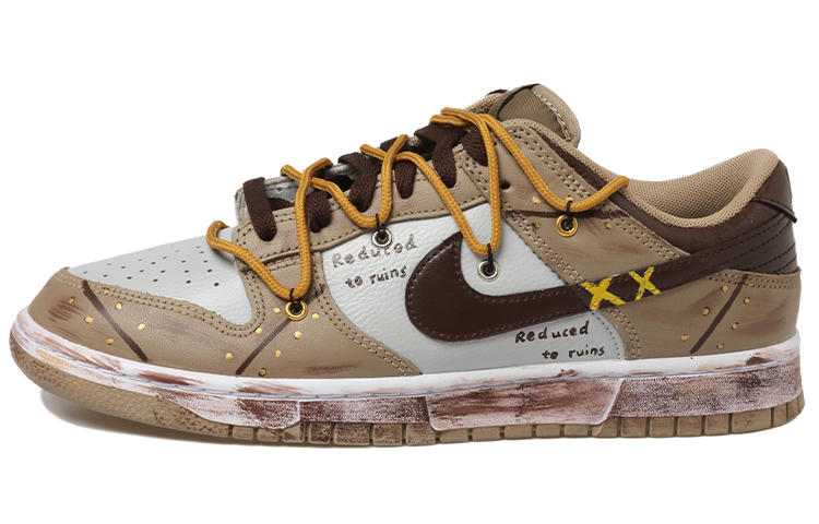 Order [Custom Sepatu] Nike Dunk Low 'Vintage Distressed Vibe Khaki Cokelat' DJ6188-200(Team拾玖-复古做旧棕男)