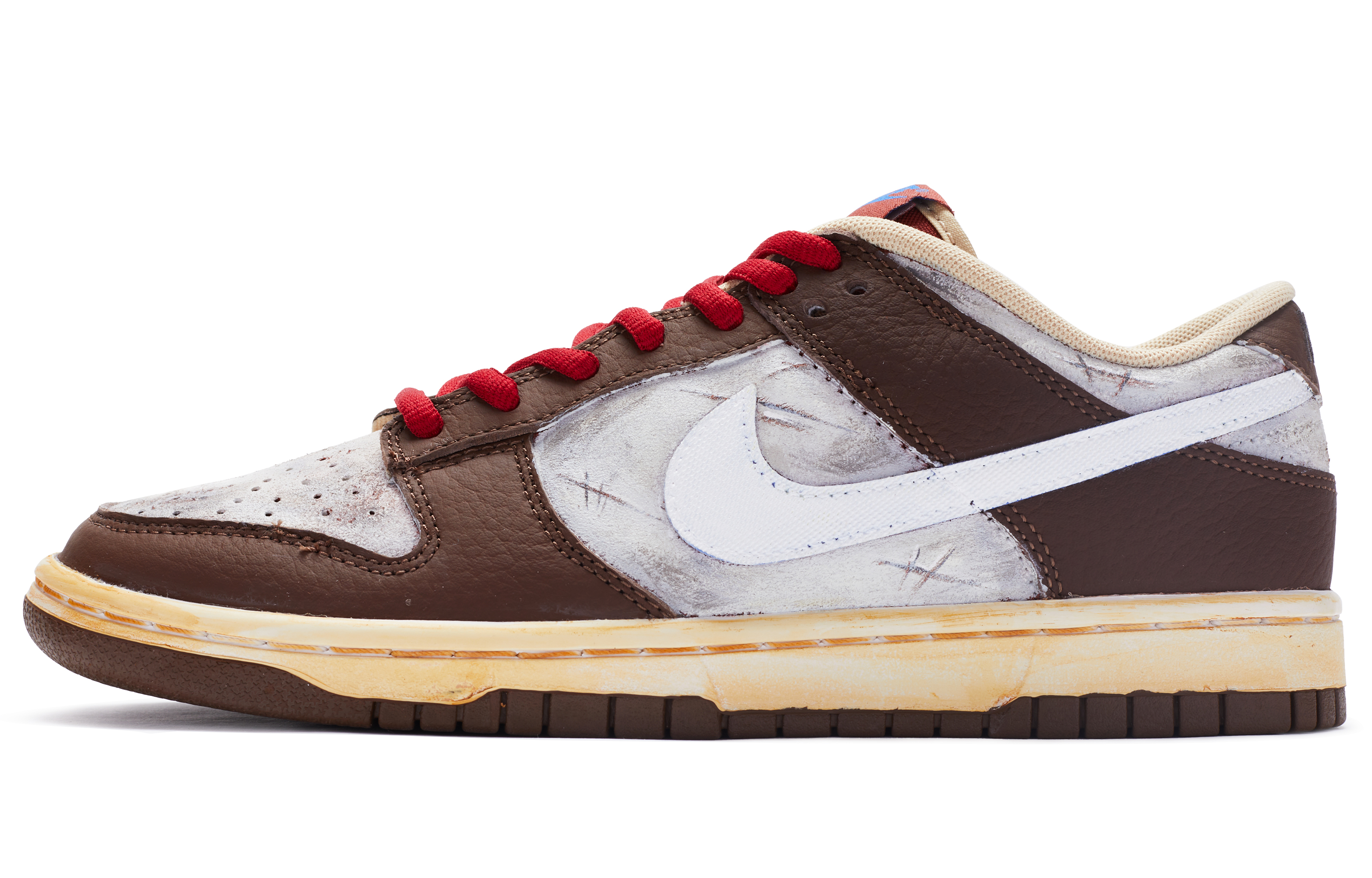 Buy 【客製化球鞋】 Nike Dunk Low 美式復古風 街頭風格 懷舊磨損 手繪噴繪 低筒 運動鞋 男款 白棕色
