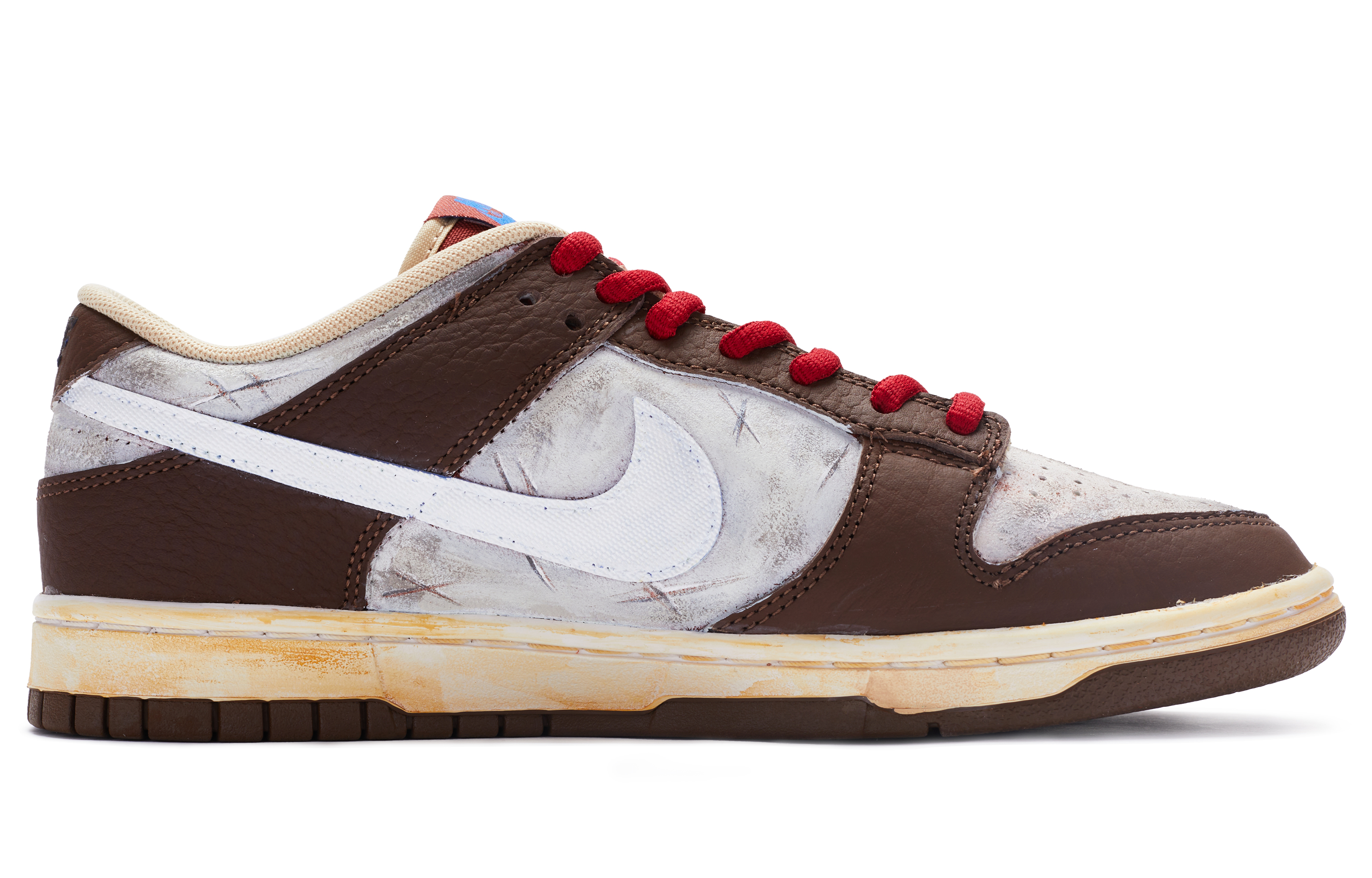 Order 【客製化球鞋】 Nike Dunk Low 美式復古風 街頭風格 懷舊磨損 手繪噴繪 低筒 運動鞋 男款 白棕色